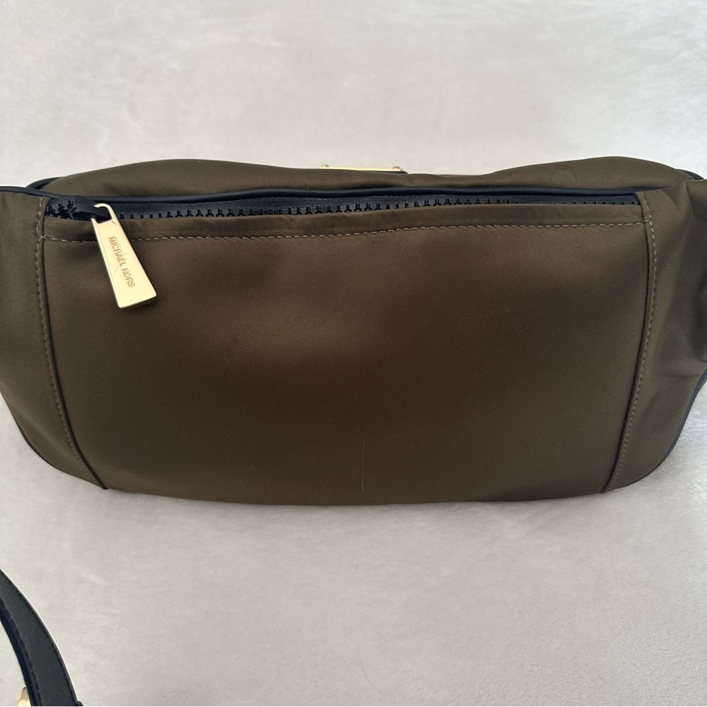 Michael Kors Olivia Large Studded Satin Belt Bag Crossbody in Olive Green - Picture 14 of 14